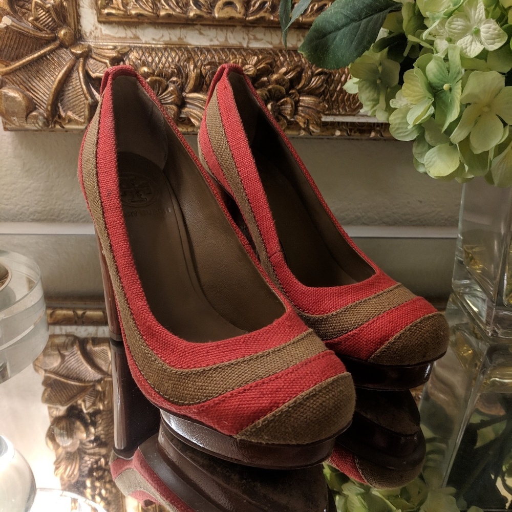 Tory Burch Joelle Linen Pump Platforms Heels